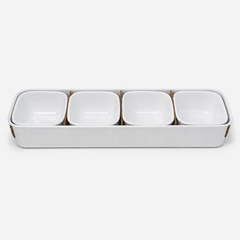 4-Piece Ceramic Serving Bowl Set with Tray
