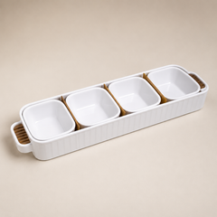 4-Piece Ceramic Serving Bowl Set with Tray