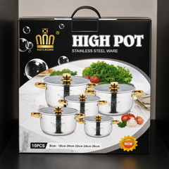 10-Piece Stainless Steel Cookware Set with Glass Lids
