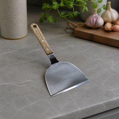Stainless Steel Flat Turner with Wooden Handle