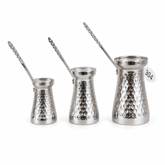 Textured Stainless Steel Coffee Pot Set, 3-Piece