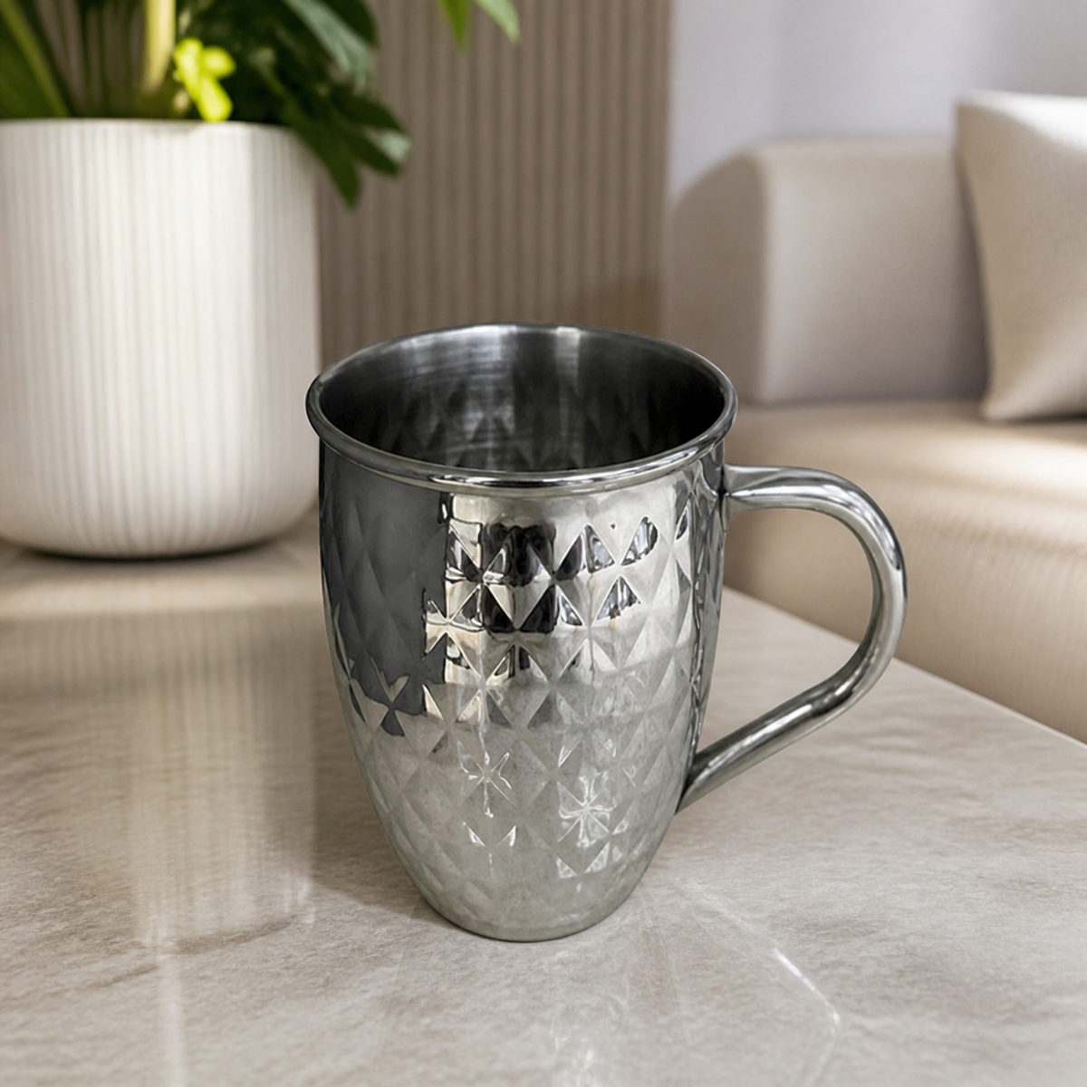 Stainless steel mug, 550 ml, in silver