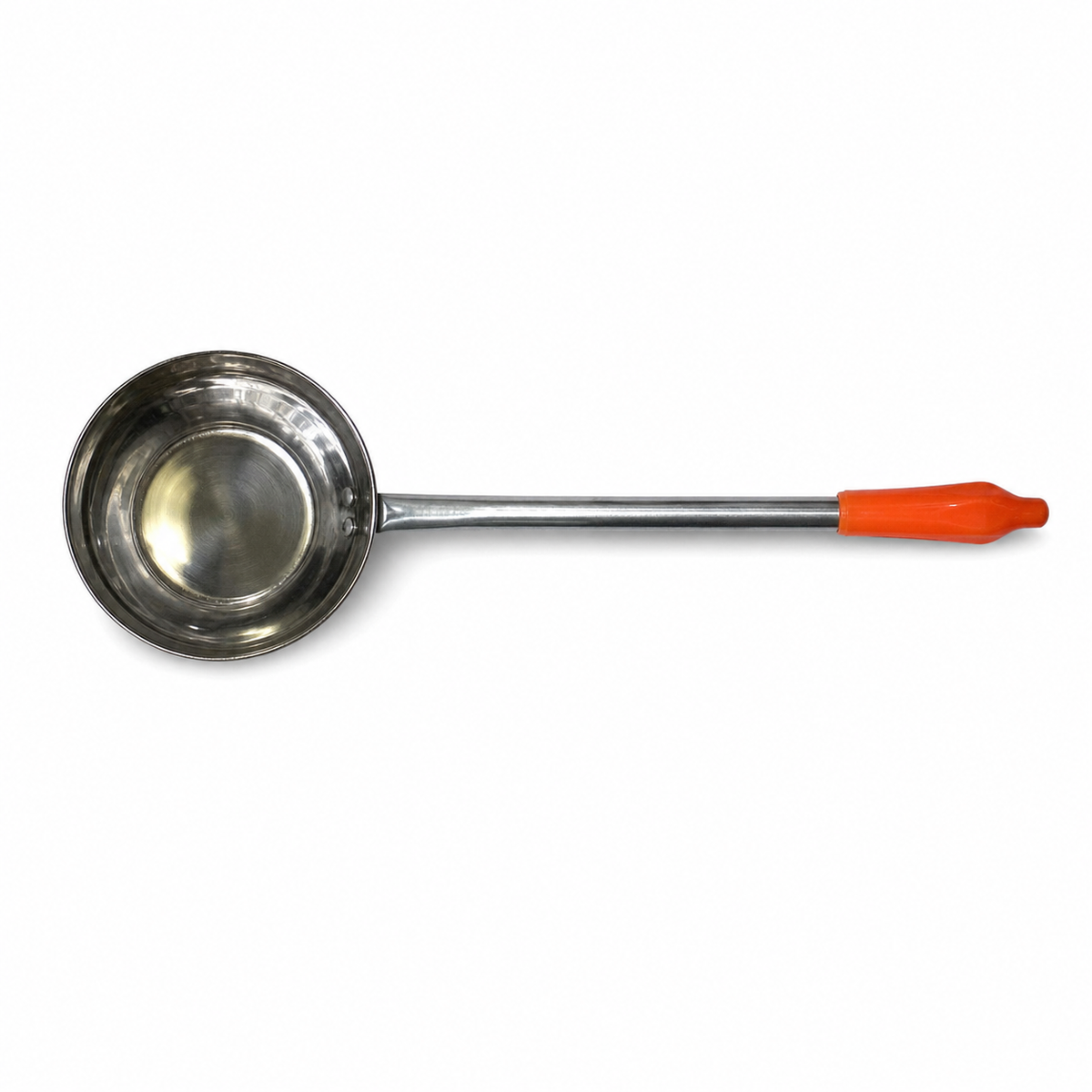 Stainless steel ladle with orange handle, 16 cm