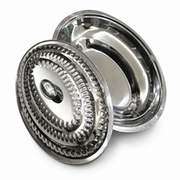 Covered stainless steel serving tray, 55 cm, in silver