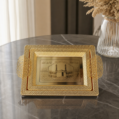 Stainless Steel Serving Tray Set, 2-Piece, Gold