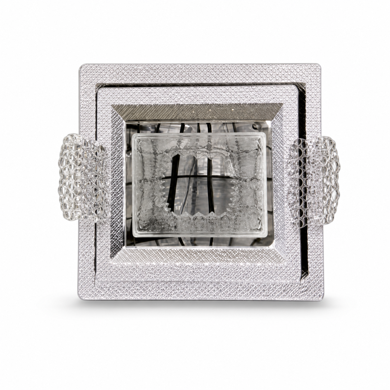 Silver stainless steel serving tray set, two pieces
