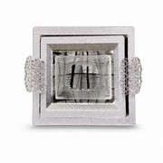 Silver stainless steel serving tray set, two pieces