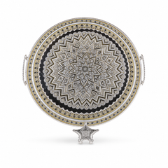 Stainless Steel Round Serving Tray Set, 2-Piece, Silver