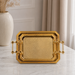 Stainless Steel Serving Tray Set, 2-Piece, Gold