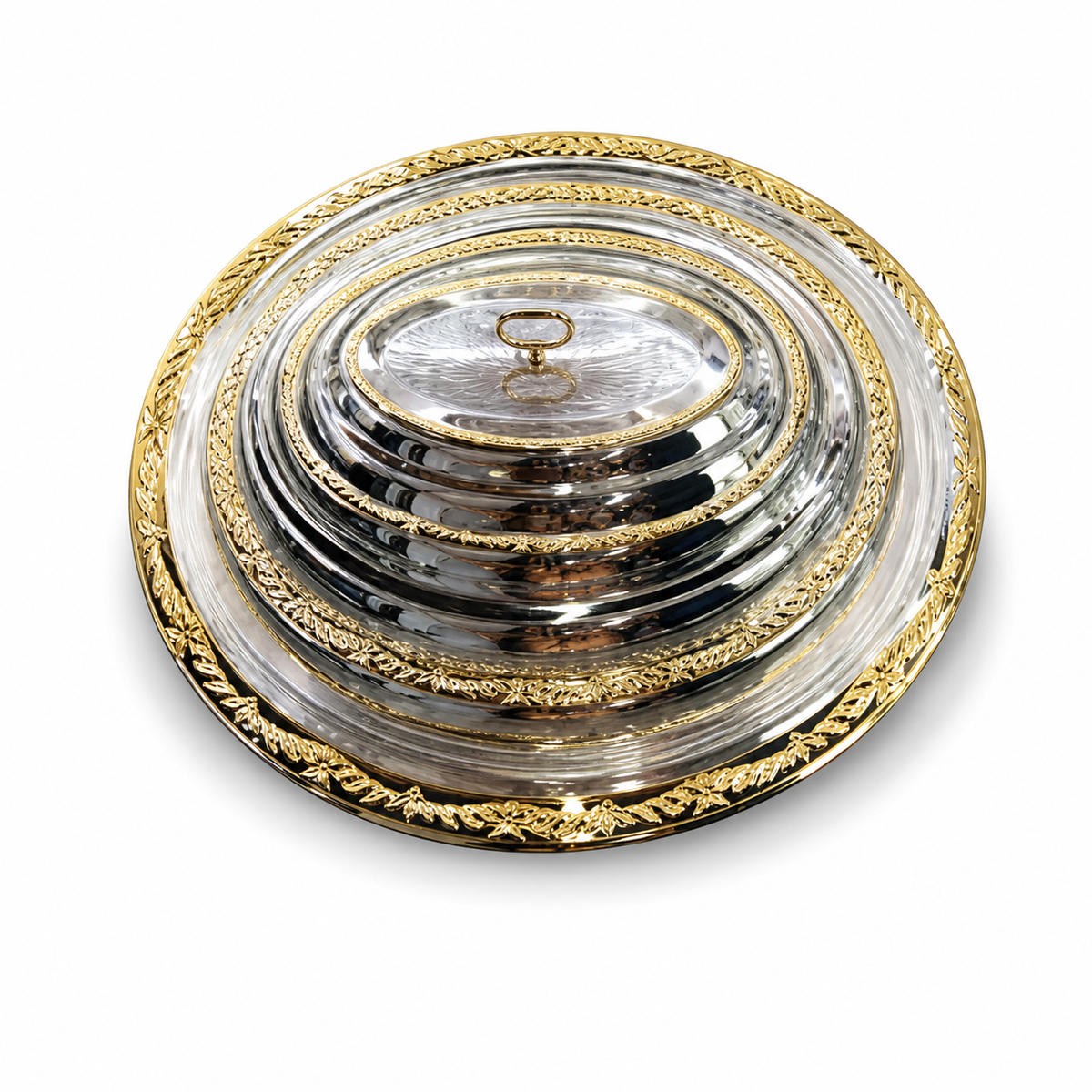 Stainless Steel Covered Serving Tray, 58cm