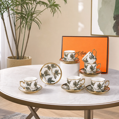 Porcelain Coffee Cup and Saucer Set, Floral