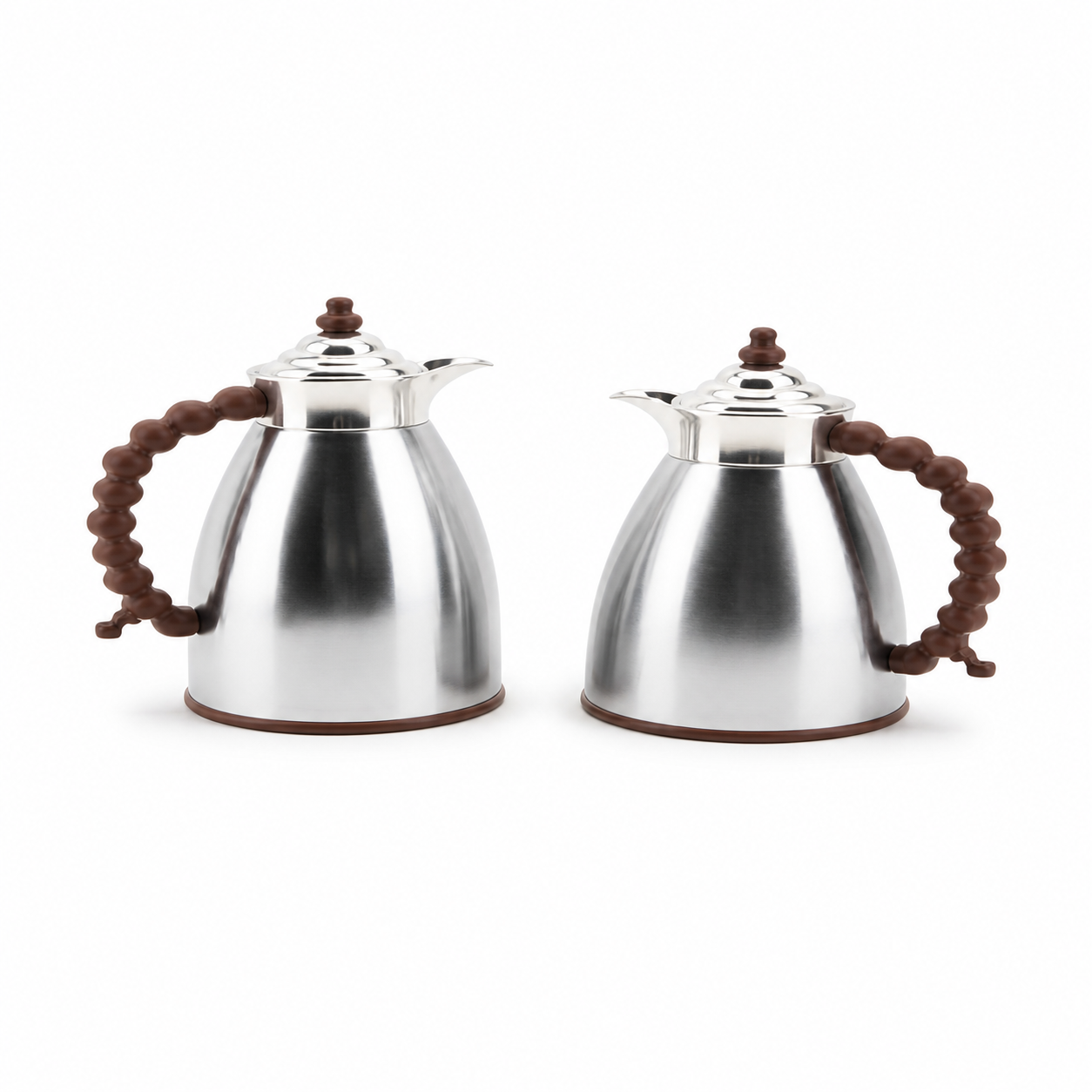Gold flask gift set with black beaded handles, 0.7 L and 1.0 L