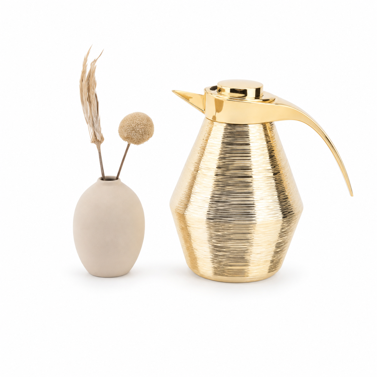 Gold flask with a ribbed body, 1.0 litre