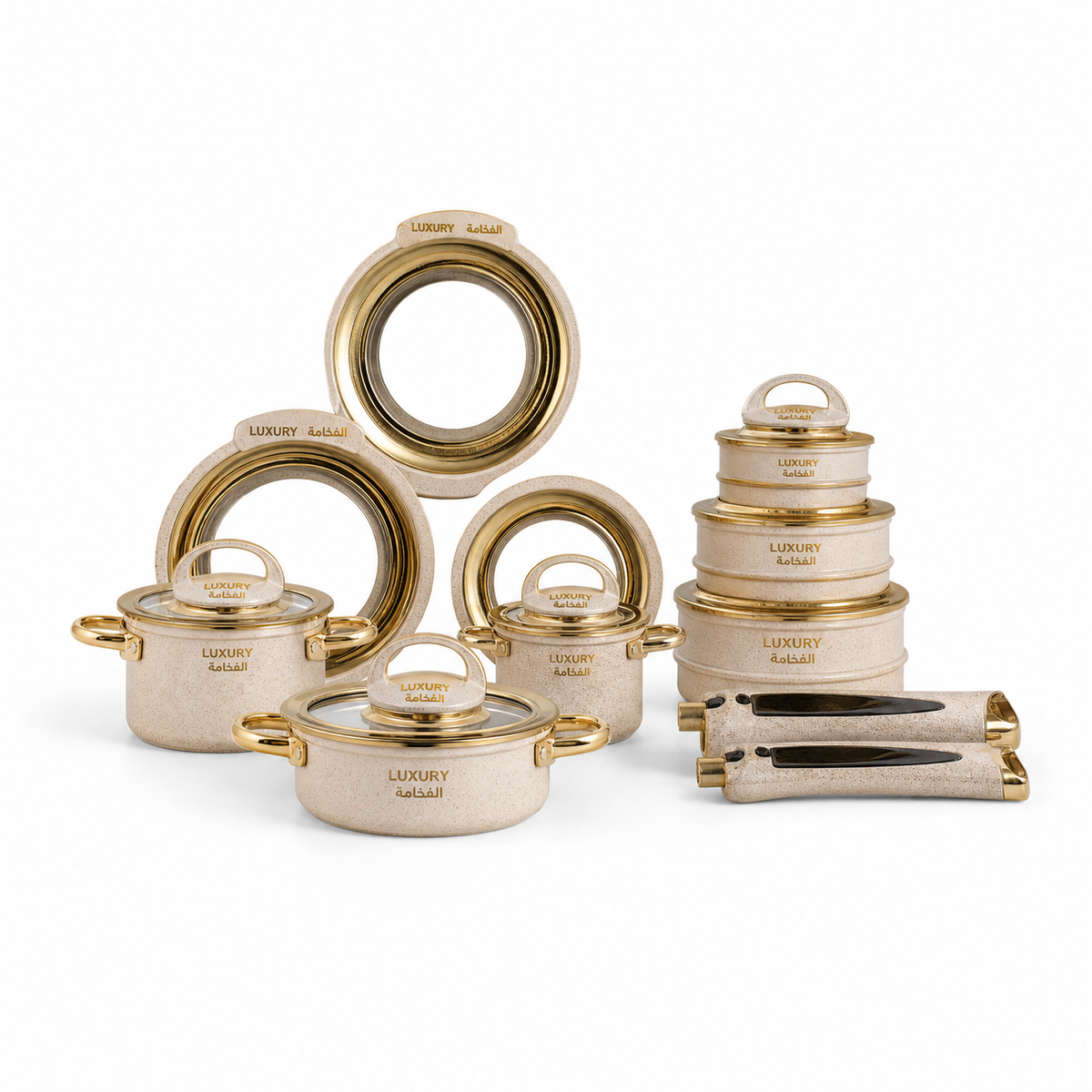 Green and Gold Ceramic Dinnerware Set