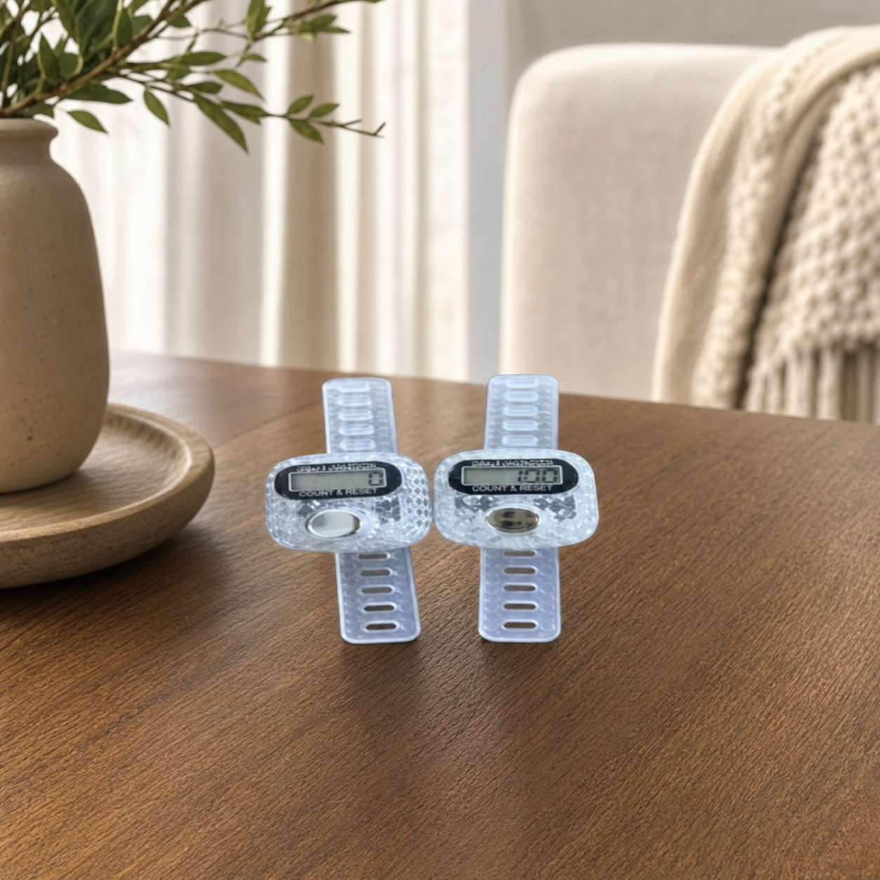 White plastic digital tasbeeh finger counter