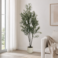 Artificial Olive Tree with White Vase, 1.8 m