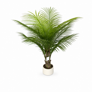 Artificial palm plant with green fronds in a white vase, 1.2 m tall