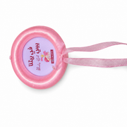 Pink ruffled celebration decoration with ribbon