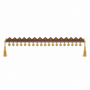 Burgundy and gold ornamental band with palmette crest, hanging coin medallions and end tassels