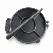 Dark grey cast metal tortilla press, 19 cm