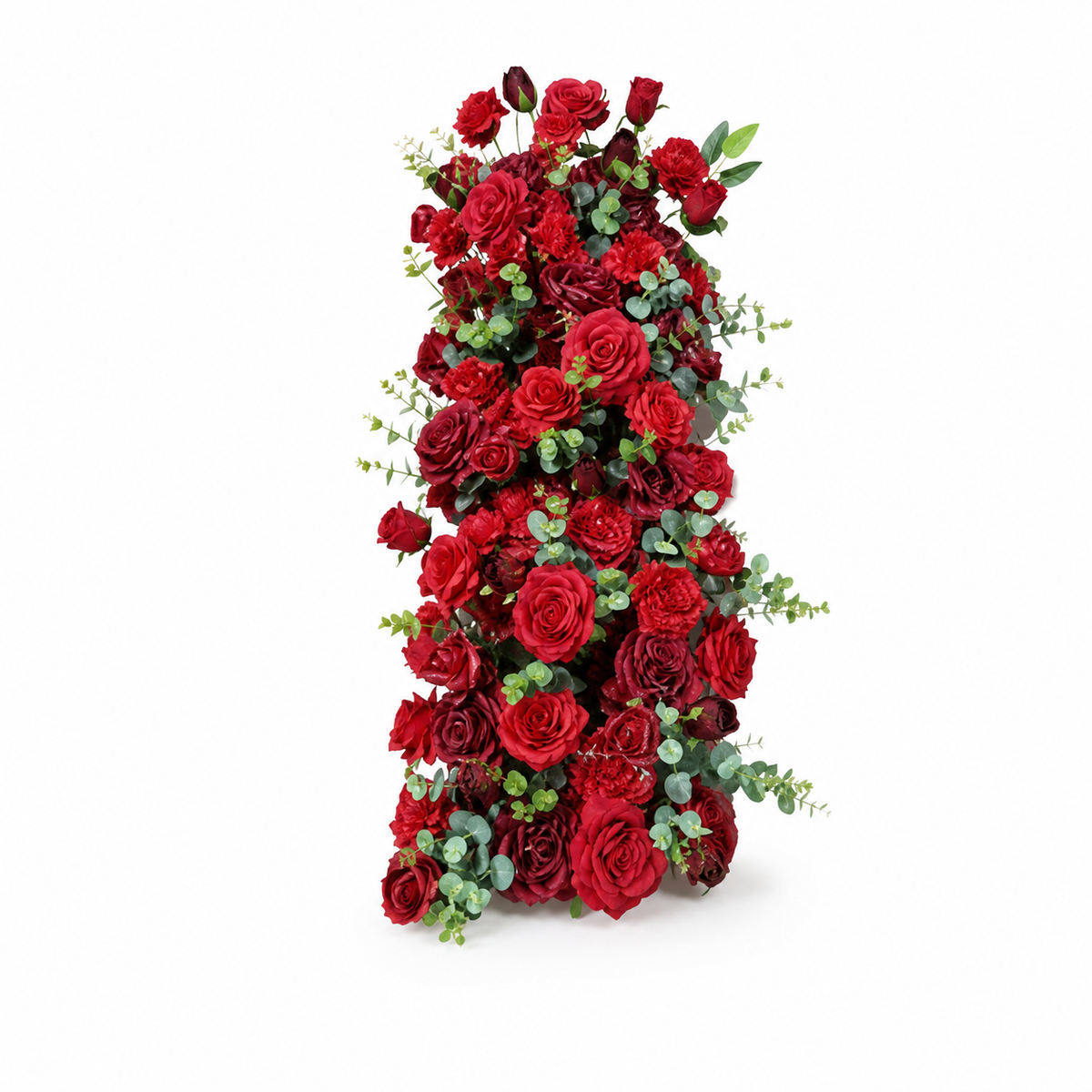 Artificial rose floral runner, 1 m, with red roses and green foliage