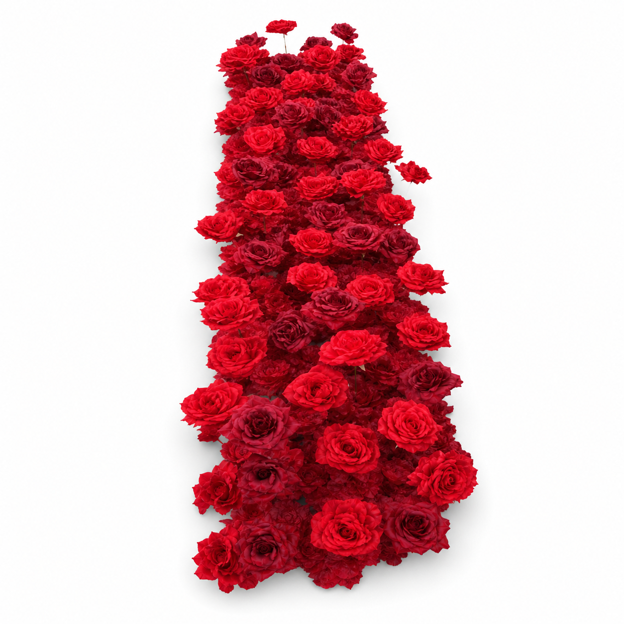 Artificial aisle runner of densely packed red roses, 1.8 m