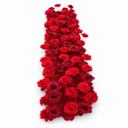 Artificial aisle runner of densely packed red roses, 1.8 m
