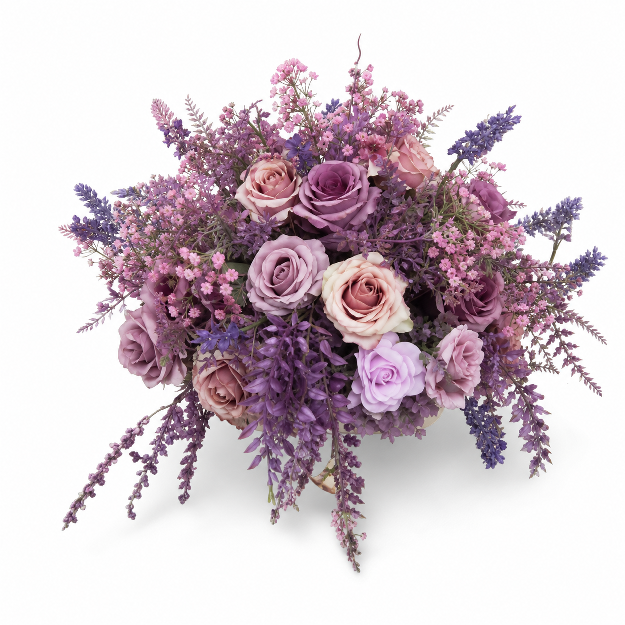 Pink and purple artificial flowers, 40 cm