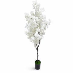 Artificial White Blossom Tree with Vase, 1.5 m