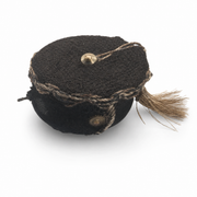 Round brown decorative candy favor container with tassel