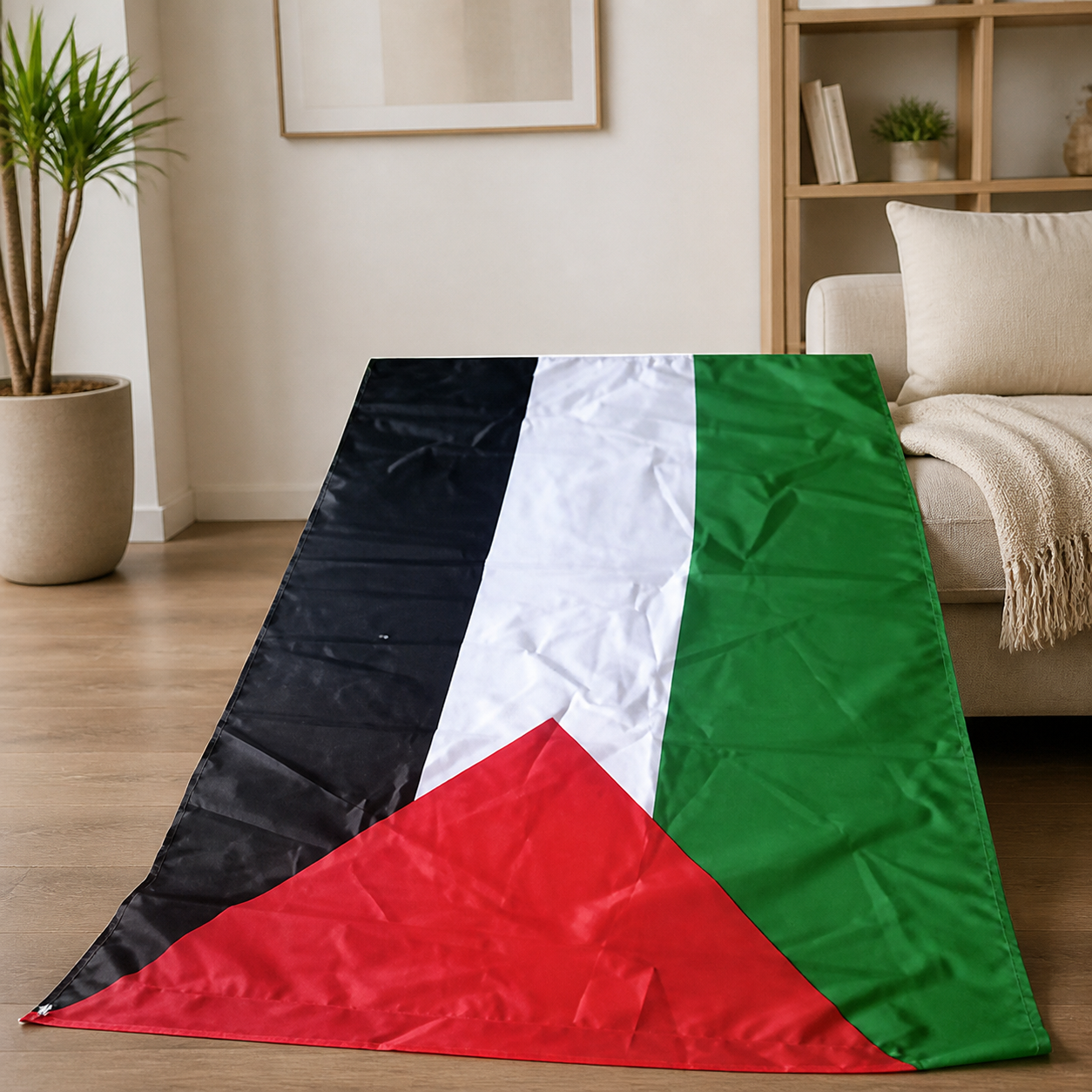 Palestine flag in black, white, green and red