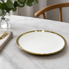 10-Inch Ceramic Plate with Gold Rim