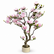 Artificial pink blossom tree in a cream pot, 1.4 m tall