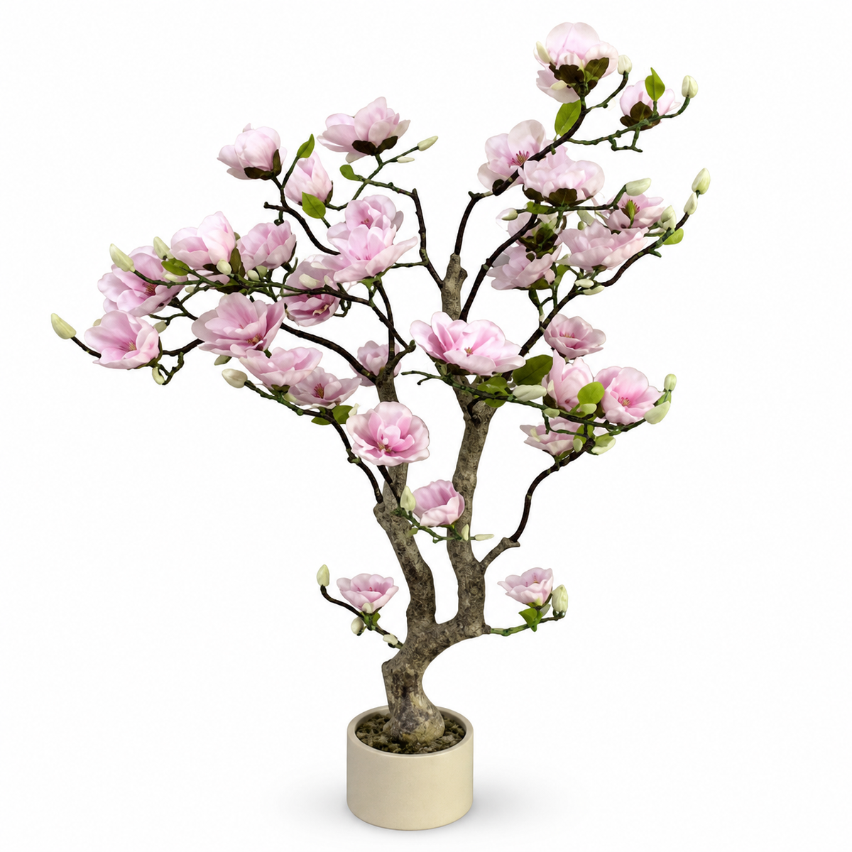 Artificial pink blossom tree in a cream pot, 1.4 m tall