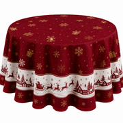 Round Christmas tablecloth in gold and silver, 140 cm
