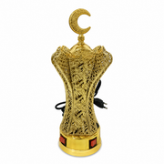 Gold electric incense burner with a perforated lattice body