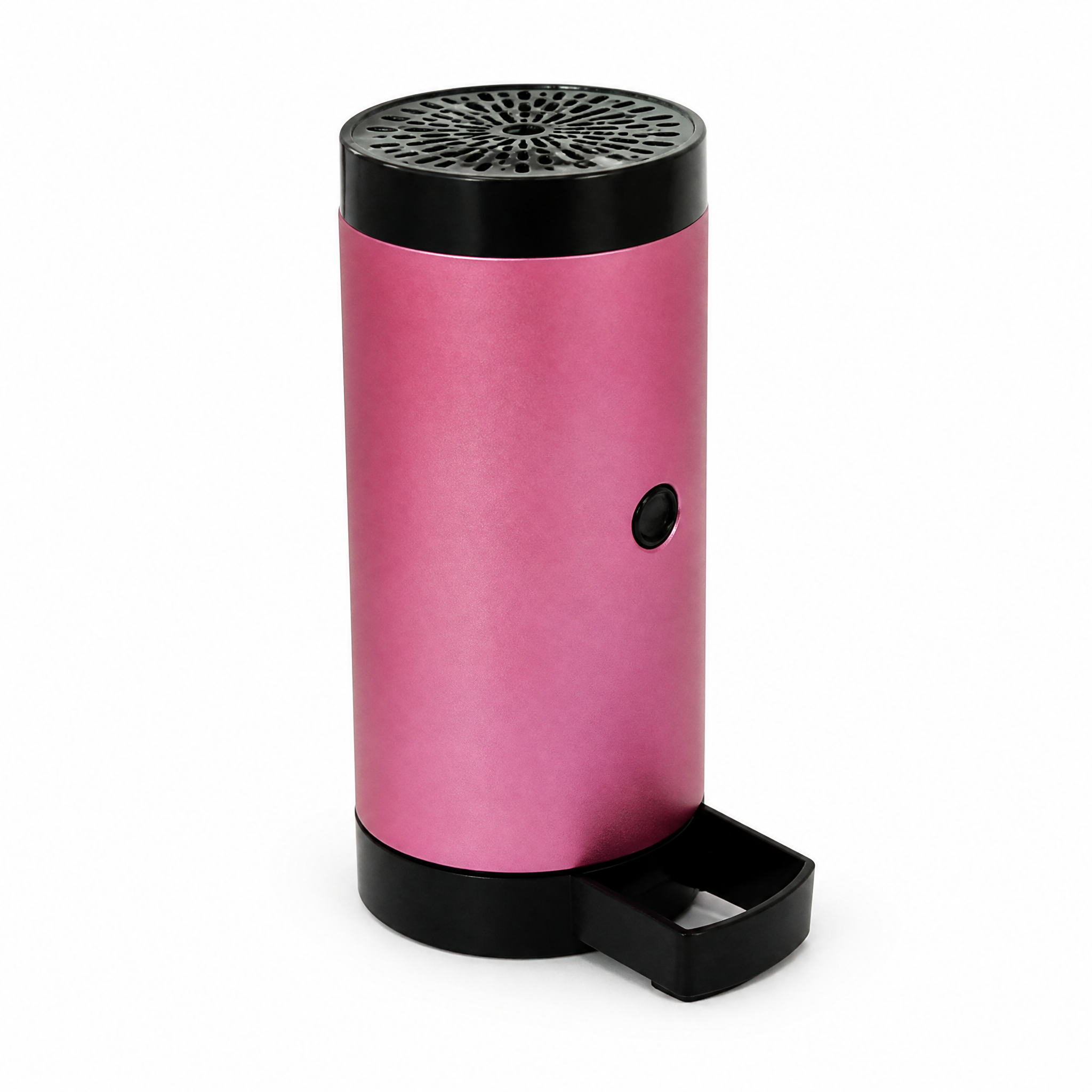 Small pink cylindrical device with a perforated top