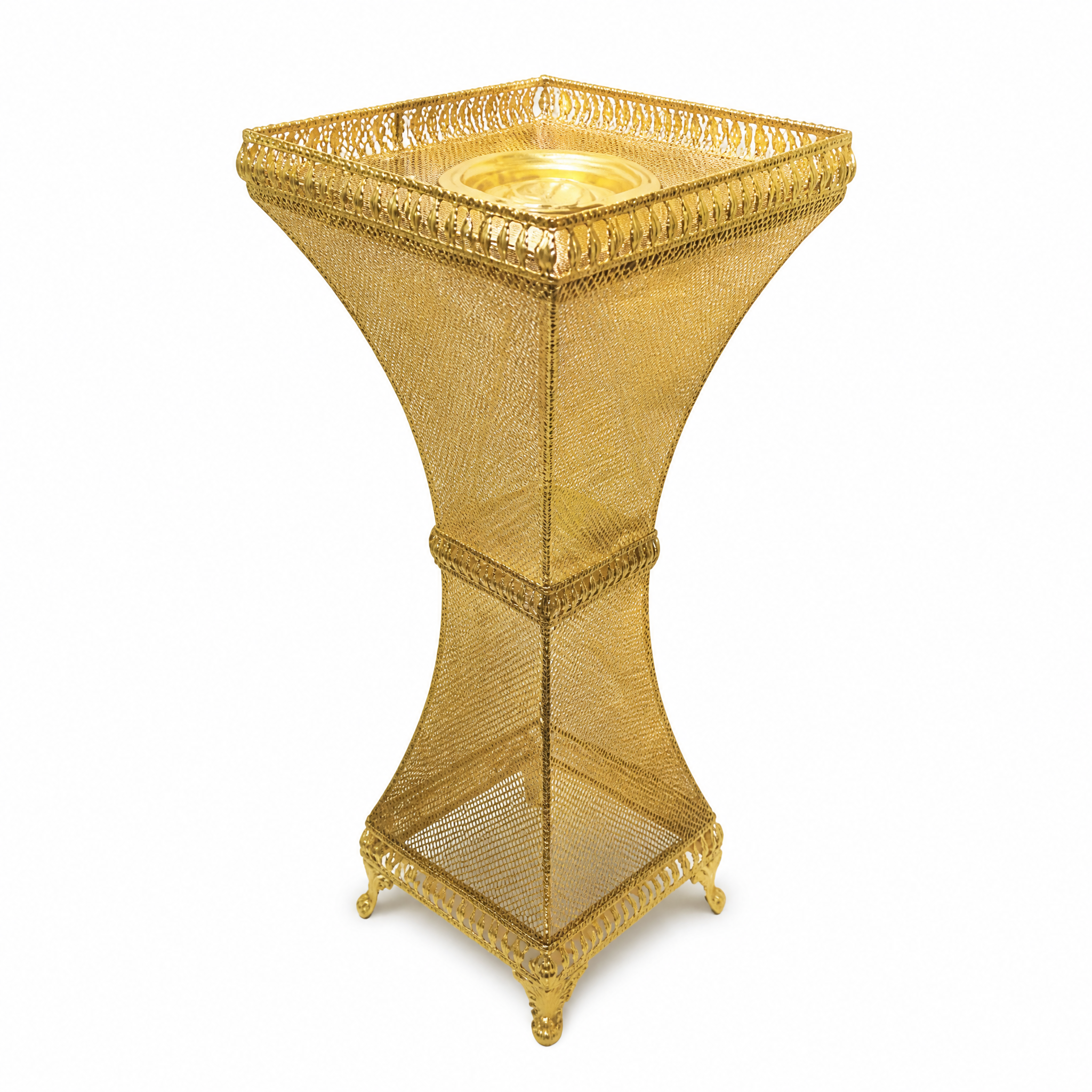 Tall gold mesh floor-standing burner 52 cm