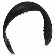 Wide black woven headband with grip teeth along the inner edge, on a white background