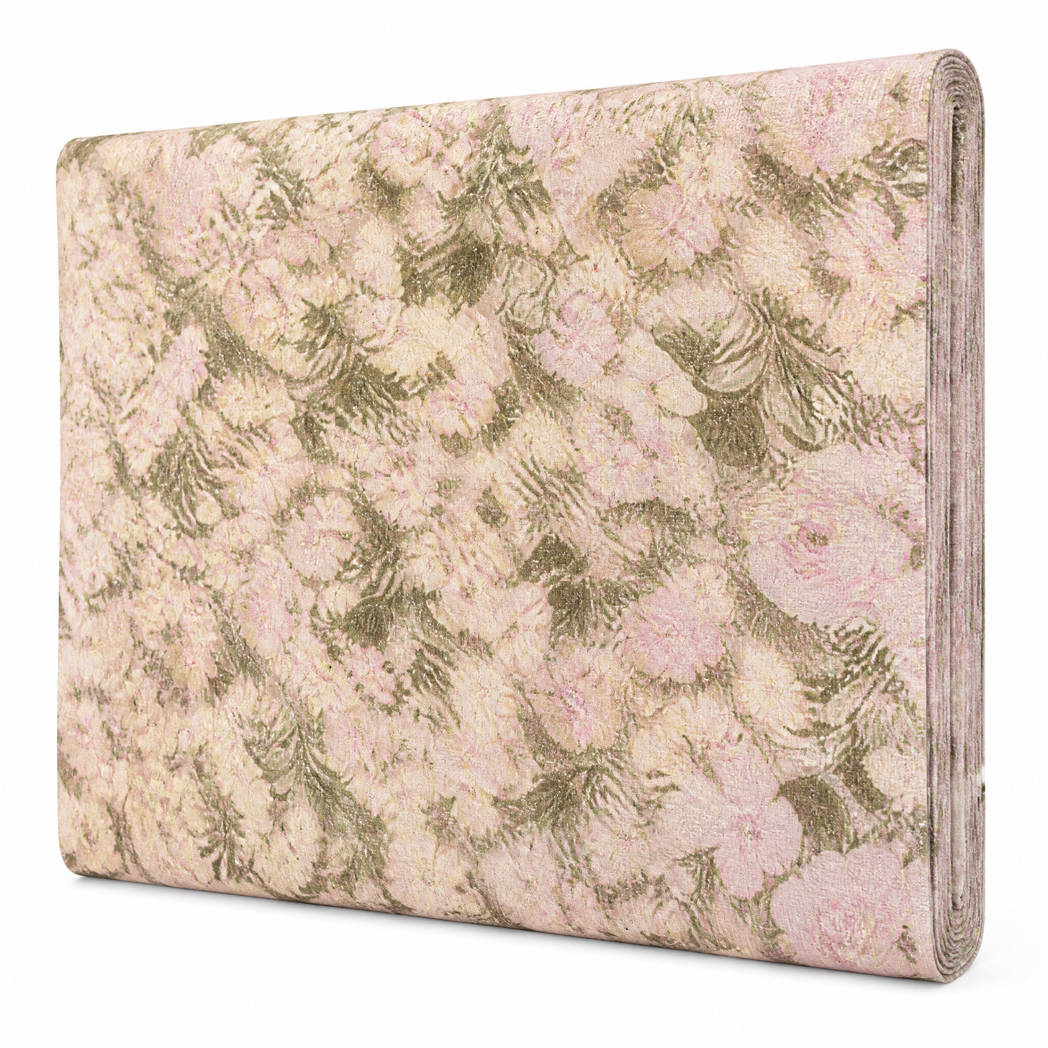 Pink floral pattern with green leaves table roll 1.37 m x 20 m item MTRA-8908I-LG-2