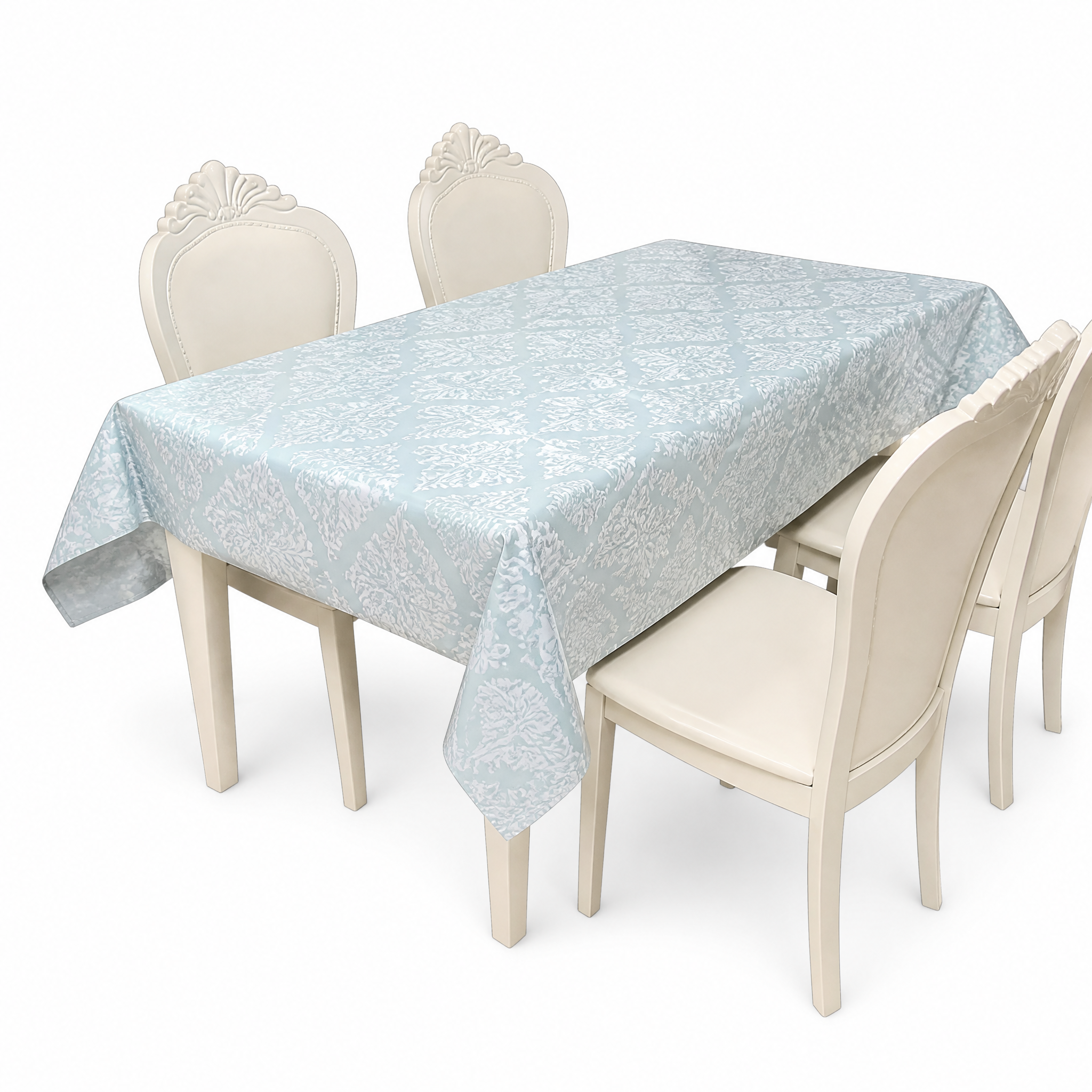 Light blue lace-look floral pattern table roll 1.37 m x 20 m item MTRA-81796C-S