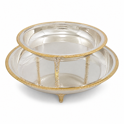 Silver & Gold Footed Serving Bowl, 35 cm