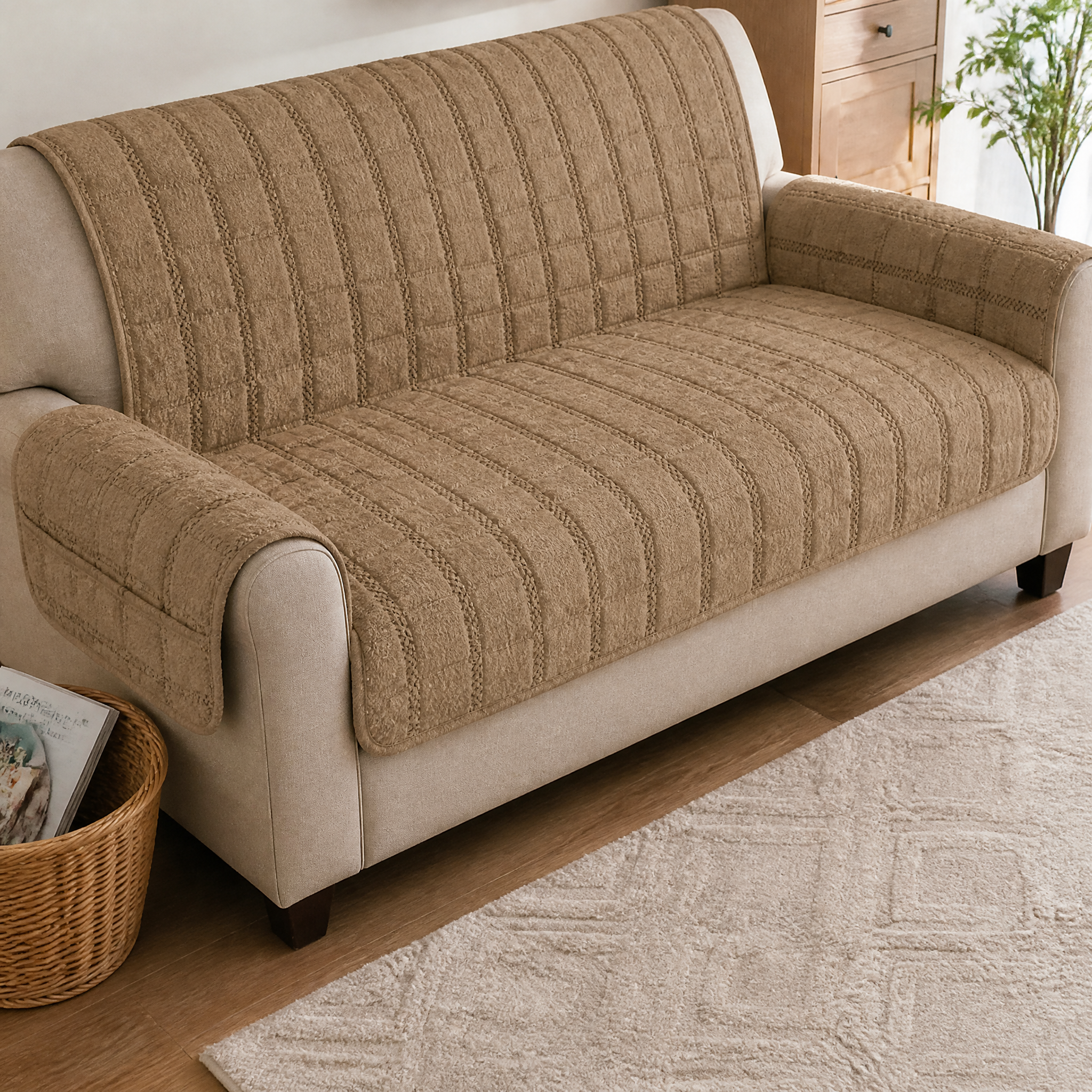 Brown sofa cover
