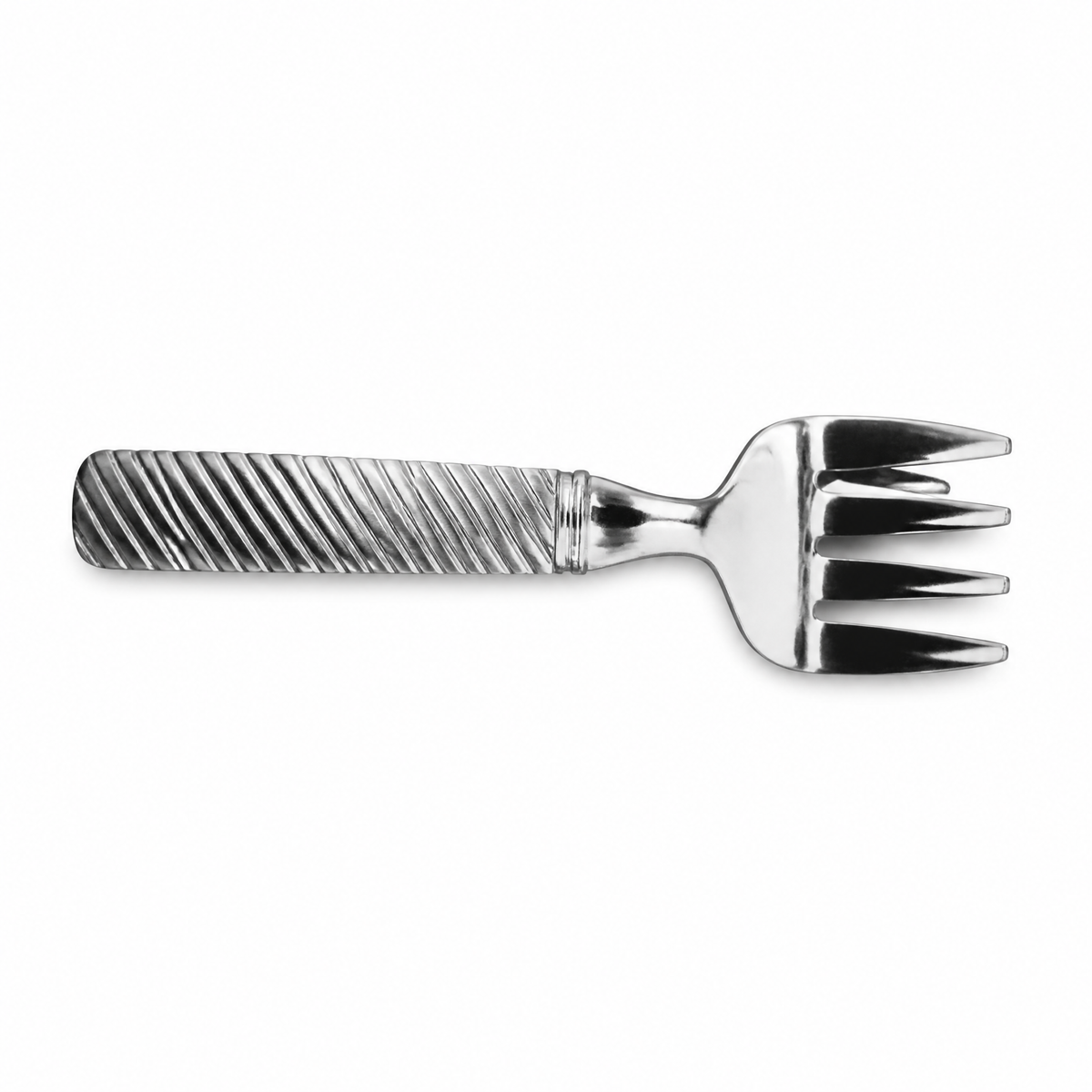 One of six silver tea forks with twisted handles 15.5 cm
