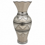 Silver decorative vase with mirrored mosaic-style trim 60 cm