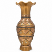 Gold decorative vase with mirrored mosaic-style trim 60 cm