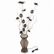 Coffee LED floral floor lamp 1.5 m vase-style base