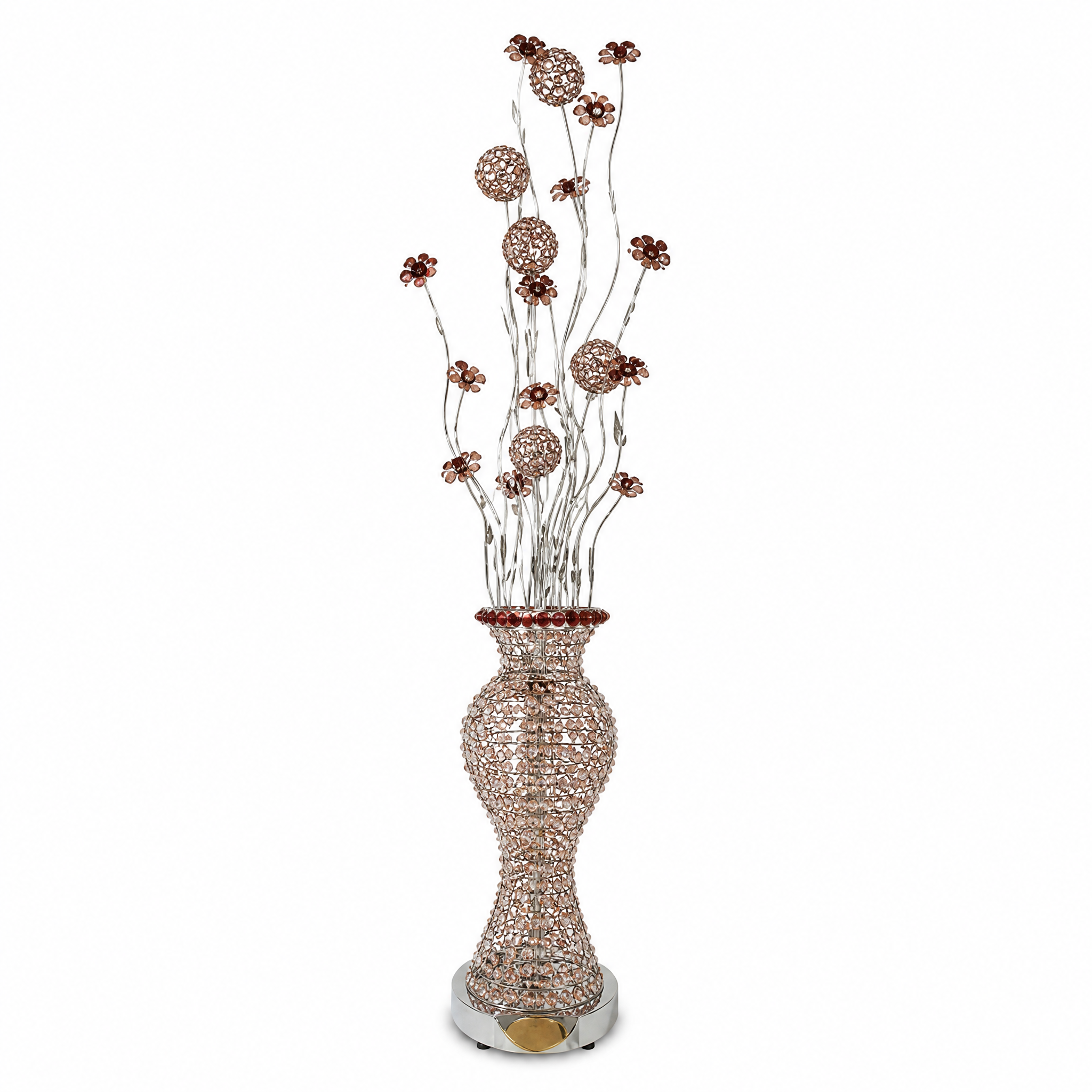 Coffee LED floral floor lamp 70 cm vase-style base