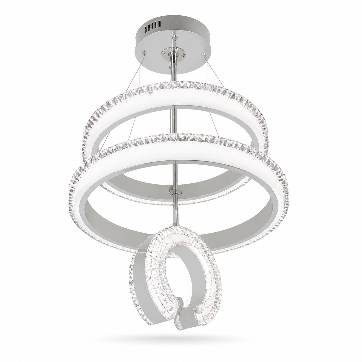 White and silver tiered round LED ring ceiling light