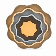 Scalloped eight-lobed flush ceiling light in layered brown and grey with a lit star centre